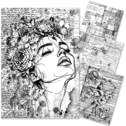 Ciao Bella - Decopatch Papier "Meaningful Memories" Mixed Media Rice Paper A4 - 4 Bogen