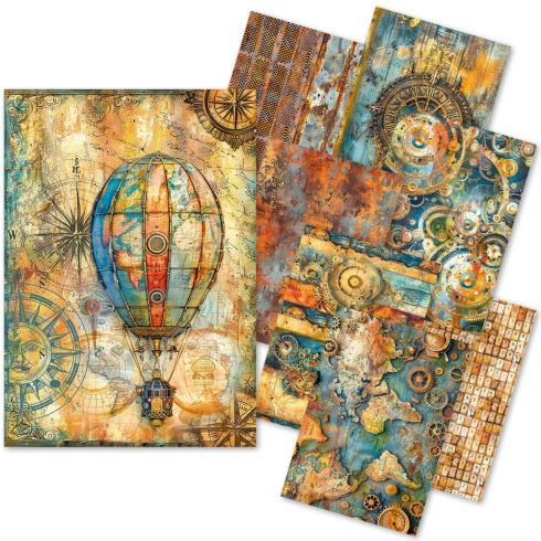 Ciao Bella - Seiden - und Transparentpapier "Past Time" Craftmix Mixed Paper Pack A5