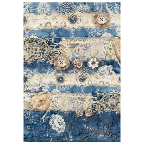 Ciao Bella - Decopatch Papier "Urban Blue Denim" Mixed Media Rice Paper A4 - 4 Bogen