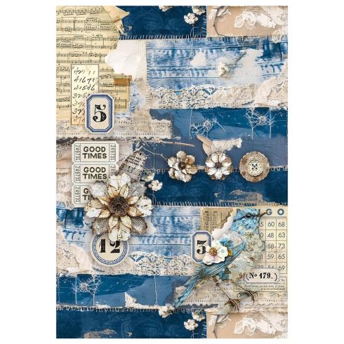 Ciao Bella - Decopatch Papier "Urban Blue Denim" Mixed Media Rice Paper A4 - 4 Bogen