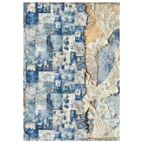 Ciao Bella - Decopatch Papier "Urban Blue Denim" Mixed Media Rice Paper A4 - 4 Bogen