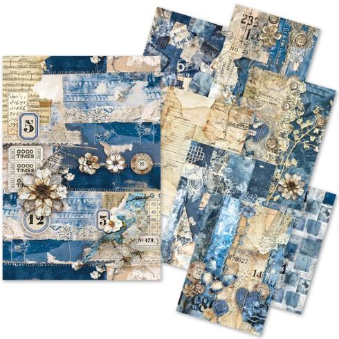 Ciao Bella - Seiden - und Transparentpapier "Urban Blue Denim" Craftmix Mixed Paper Pack A5