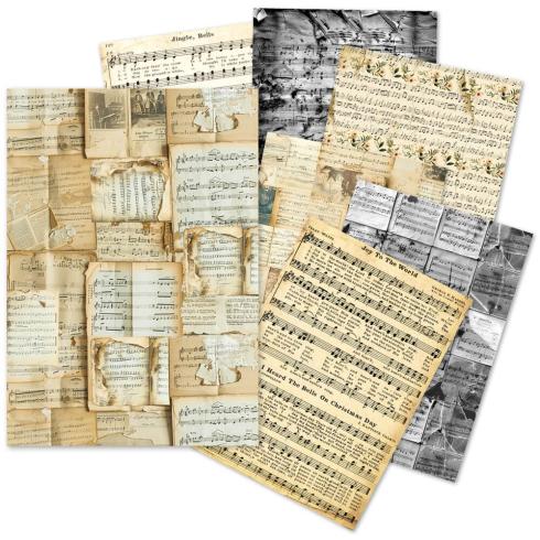 Ciao Bella - Seidenpapier - Decopatch Papier "Music" Tissue Paper A5 - 24 Bogen