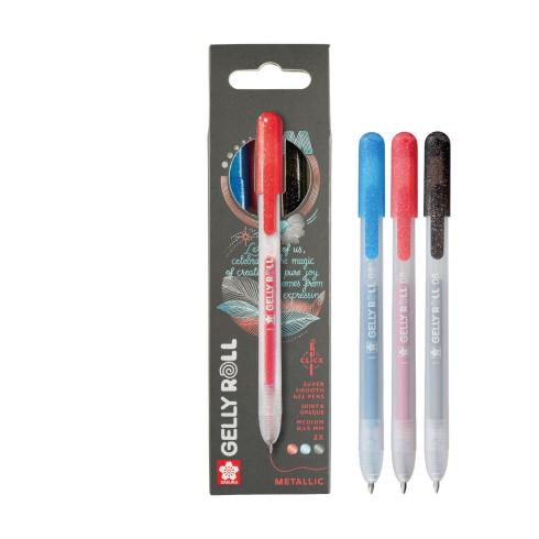 Sakura - Gelstift - Metallic Set "Blue Red Black" Gelly Roll Pen Retractable