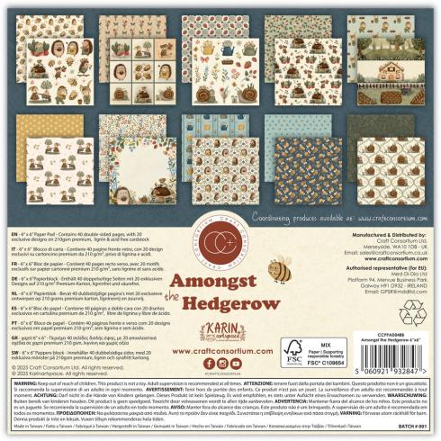 Craft Consortium - Designpapier "Amongst the Hedgerow" Paper Pad 6x6 Inch - 40 Bogen