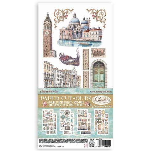 Stamperia - Stanzteile "Venice City of Art" Paper Cut-outs 6x12 Inch - 4 Bogen