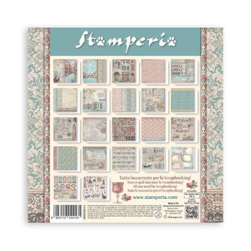 Stamperia - Designpapier "Venice City of Art" Maxi Paper Pack 8x8 Inch - 22 Bogen