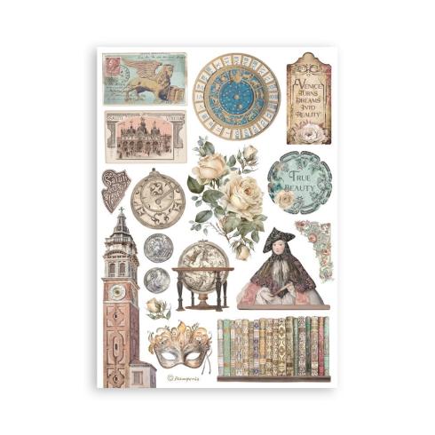 Stamperia - Washi Papier "Venice City of Art" Washi Pad 14,8x21cm - 8 Bogen