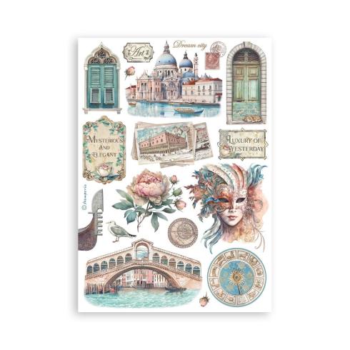 Stamperia - Washi Papier "Venice City of Art" Washi Pad 14,8x21cm - 8 Bogen