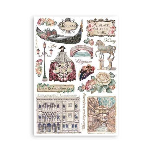 Stamperia - Washi Papier "Venice City of Art" Washi Pad 14,8x21cm - 8 Bogen