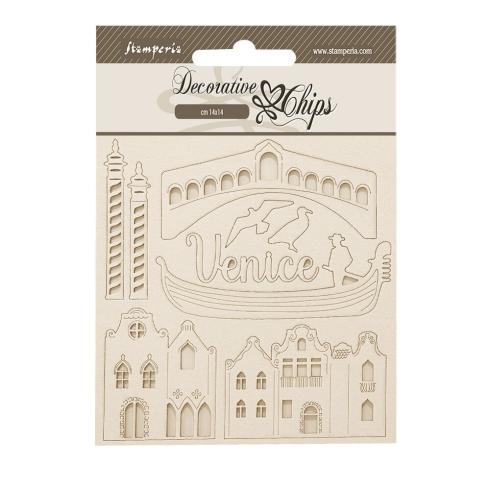 Stamperia - Holzteile 14x14 cm "Elements" Decorative Chips