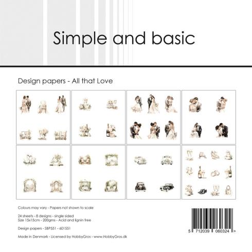 Simple and Basic - Designpapier "All that Love" Paper Pack 6x6 Inch - 24 Bogen 