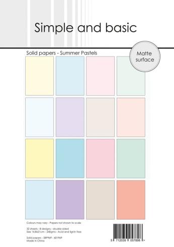 Simple and Basic - Cardstock "Summer Pastels" Solid Papers A5 - 32 Bogen 