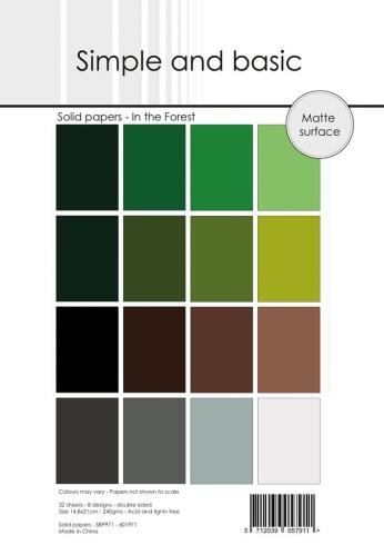 Simple and Basic - Cardstock "In the Forest" Solid Papers A5 - 32 Bogen 