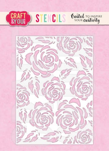 Craft & You Design - Schablone 11,1x15,4cm "Big Roses" Stencil