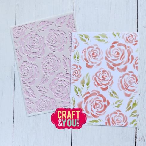 Craft & You Design - Schablone 11,1x15,4cm "Big Roses" Stencil