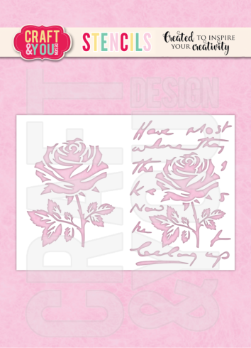 Craft & You Design - Schablone 10,5x14,8cm "Rose on the Letters" Stencil