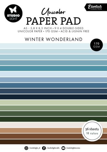 Studio Light - Cardstock "Winter Wonderland" Unicolor Paper Pad A5 - 36 Bogen