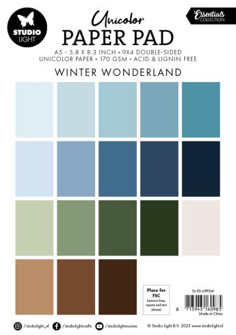 Studio Light - Cardstock "Winter Wonderland" Unicolor Paper Pad A5 - 36 Bogen