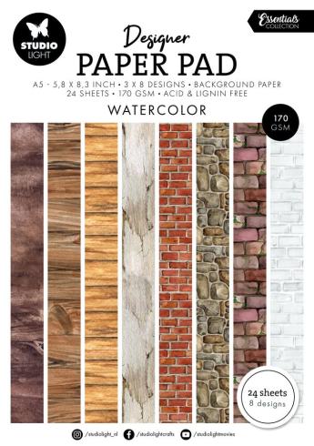Studio Light - Designpapier "Watercolor" Designer Paper Pad A5 - 24 Bogen
