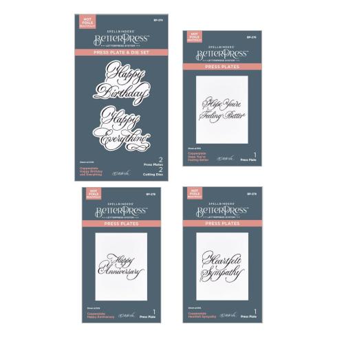 Spellbinders - Buchdrucktechnik "Copperplate Happy Everything Bundle" BetterPress Plate