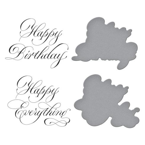 Spellbinders - Buchdrucktechnik "Happy Birthday and Everything" BetterPress Plate & Dies