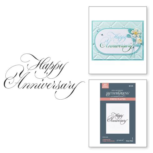 Spellbinders - Buchdrucktechnik "Happy Anniversary" BetterPress Plate