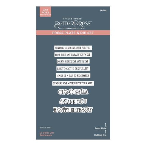 Spellbinders - Buchdrucktechnik "La Dolce Vita Sentiments" BetterPress Plate & Dies