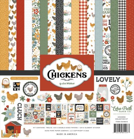 Echo Park - Designpapier "Chickens" Collection Kit 12x12 Inch - 12 Bogen