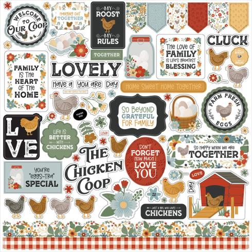 Echo Park - Designpapier "Chickens" Collection Kit 12x12 Inch - 12 Bogen