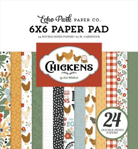 Echo Park - Designpapier "Chickens" Paper Pack 6x6 Inch - 24 Bogen