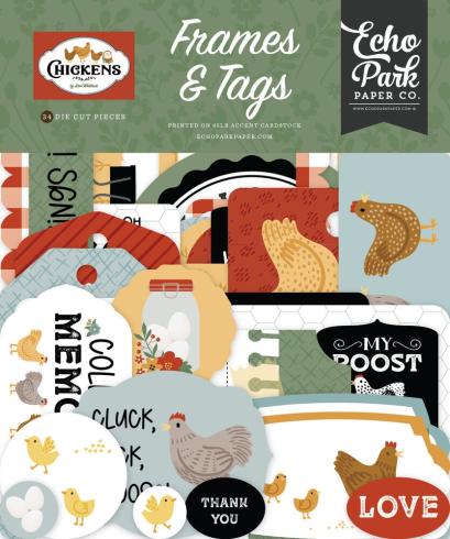 Echo Park - Stanzteile & Anhänger "Chickens" Frames & Tags 