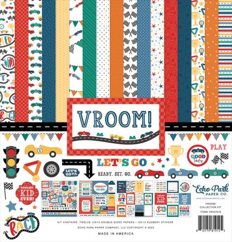 Echo Park - Designpapier "Vroom!" Collection Kit 12x12 Inch - 12 Bogen