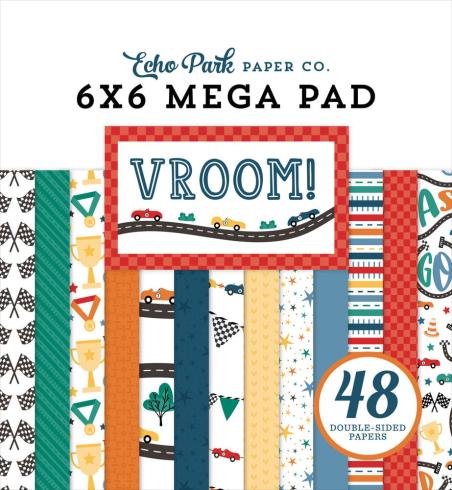 Echo Park - Designpapier "Vroom!" Cardmakers Mega Pad 6x6 Inch - 48 Bogen