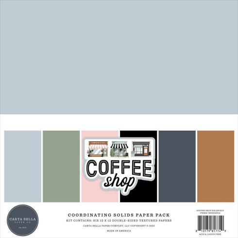 Carta Bella - Cardstock "Coffee Shop" Coordinating Solids Paper Pack 12x12 Inch - 6 Bogen