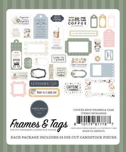 Carta Bella - Stanzteile & Anhänger "Coffee Shop" Ephemera Frames & Tags