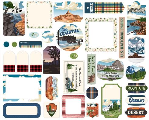 Carta Bella - Stanzteile & Anhänger "National Parks" Ephemera Frames & Tags