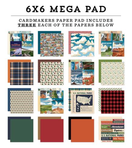 Carta Bella - Designpapier "National Parks" Cardmakers Mega Pad 6x6 Inch - 48 Bogen