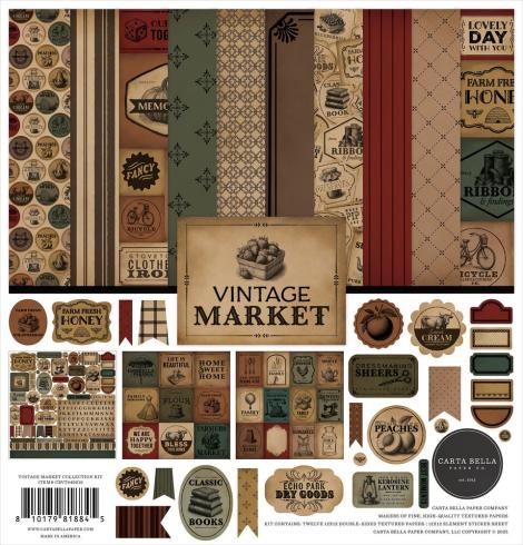 Carta Bella - Designpapier "Vintage Market" Collection Kit 12x12 Inch - 12 Bogen  
