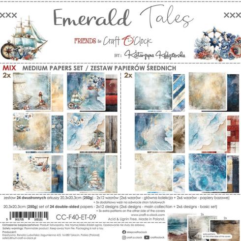 Craft OClock - Designpapier "Emerald Tales" Medium Paper Pack 8x8 Inch - 24 Bogen