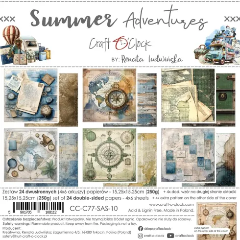 Craft OClock - Designpapier "Summer Adventures" Paper Pack 6x6 Inch - 24 Bogen