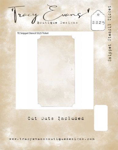 Tracy Evans - Schablone 4x4 Inch "Ticket" Stencil 