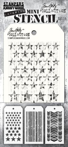 Stampers Anonymous - Schablone "Set #11" Layering Mini Stencil Design by Tim Holtz