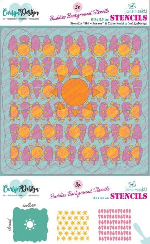 Carlijn Design - Schablone 15,5x15,5cm "BBS Summer" Stencil