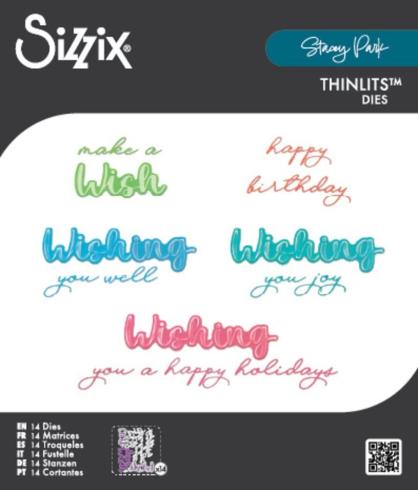 Sizzix - Stanzschablone "Take Two's, Wish Sentiment" Thinlits Craft Dies by Stacey Park