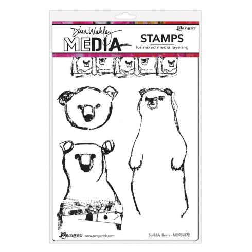 Ranger - Stempelset "Scribbly Bears" Dylusions Cling Stamp 