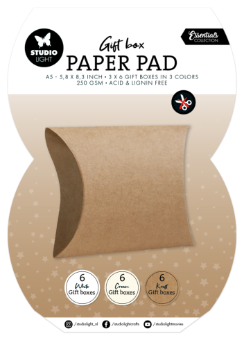 Studio Light - Papierblock für Geschenkboxen A5 "Pillowbox" Gift Box Paper Pad - 18 Bogen