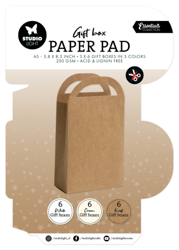 Studio Light - Papierblock für Geschenkboxen A5 "Giftbag" Gift Box Paper Pad - 18 Bogen