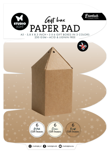 Studio Light - Papierblock für Geschenkboxen A5 "Gift Box" Gift Box Paper Pad - 18 Bogen
