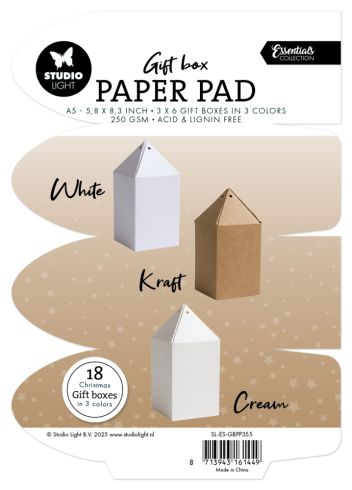 Studio Light - Papierblock für Geschenkboxen A5 "Gift Box" Gift Box Paper Pad - 18 Bogen